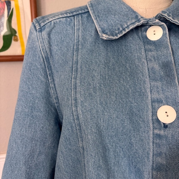 Carleen x Anthropologie Denim Jacket with Vibrant Patchwork - Large - Picture 7 of 8